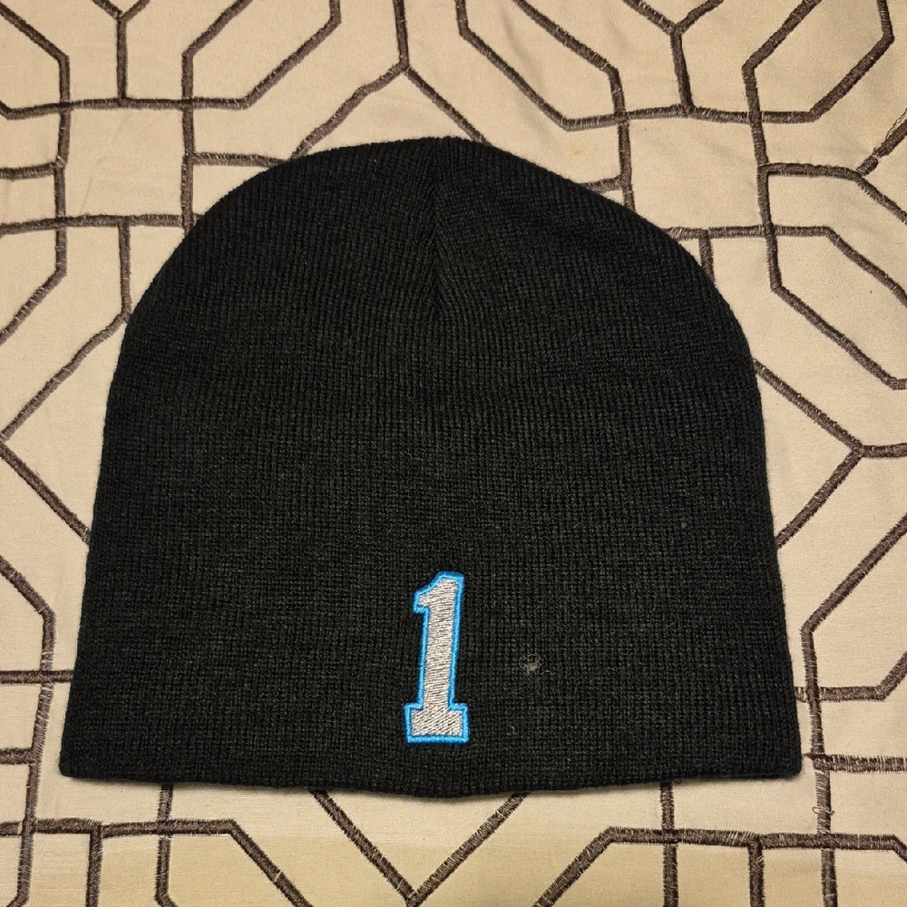 Black Carolina Panters Beanie with Blue Number(Csm Newton)
